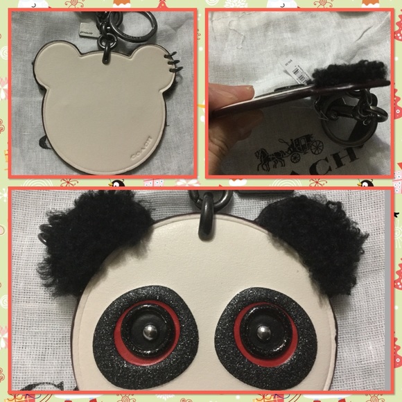 Authentic Coach cream leather panda keychain - Picture 2 of 2